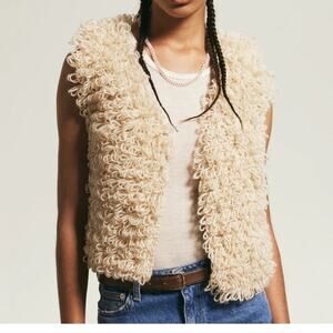 Artisan Cream Textured Vest with Open Front